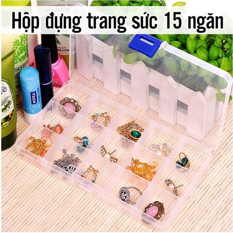 Hộp đựng trang sức 10 hoặc 15 ngăn tiện dụng Duashop