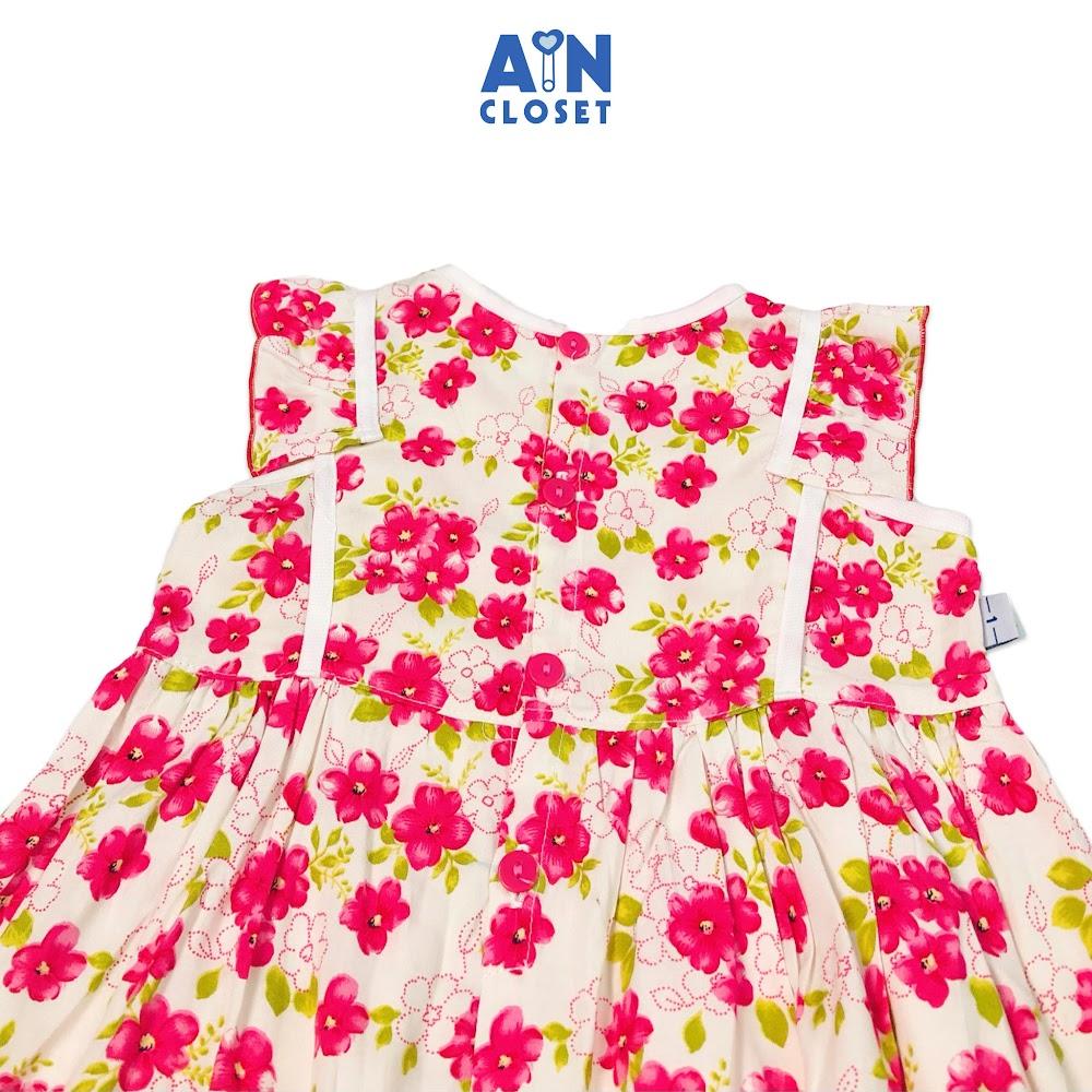 Đầm bé gái họa tiết hoa Trâm bầu đỏ lanh lụa - AICDBGQQCPYD - AIN Closet