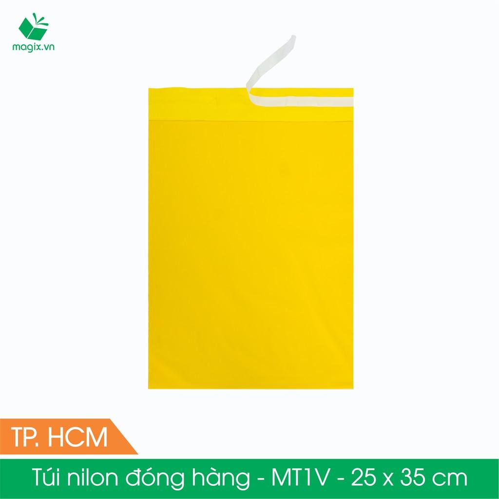 MT1V - 25x35 cm - Túi nilon gói hàng - 500 túi niêm phong đóng hàng màu vàng