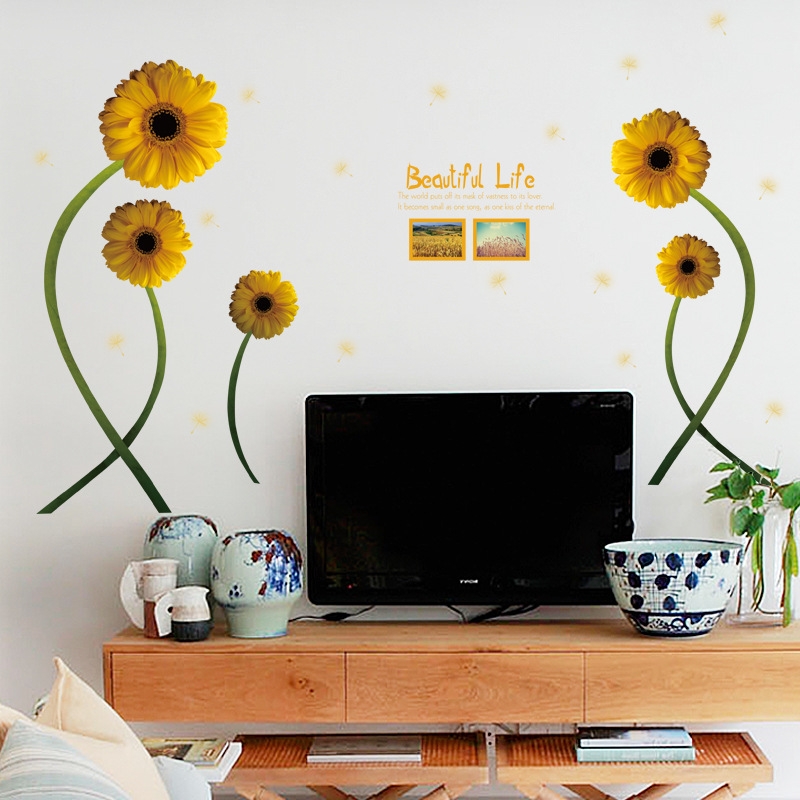 Decal dán tường Hoa cúc vàng trang trí phòng khách,phòng ngủ đẹp