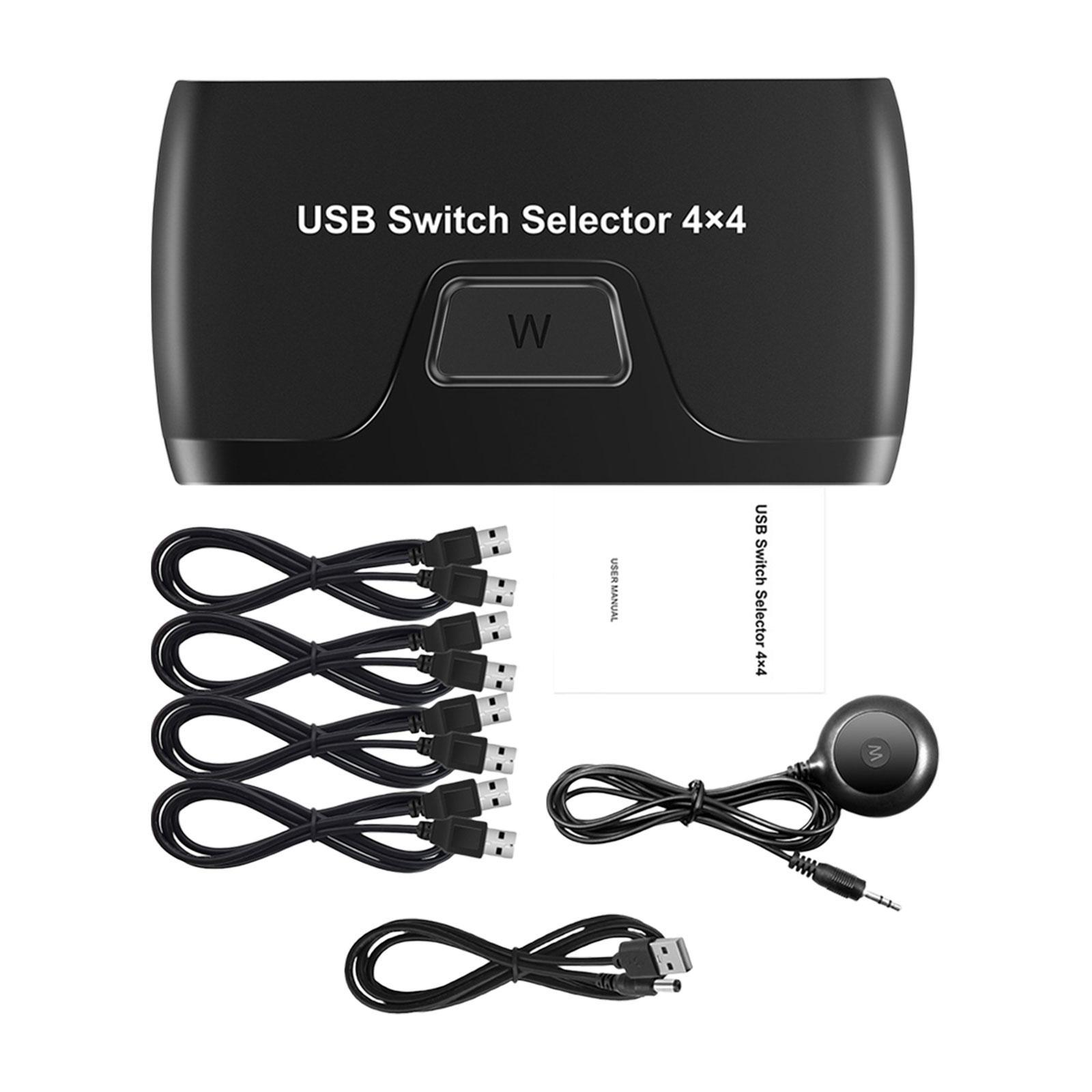 KVM Switch Box 4 Port for PC Sharing Portable Professional for Keyboard