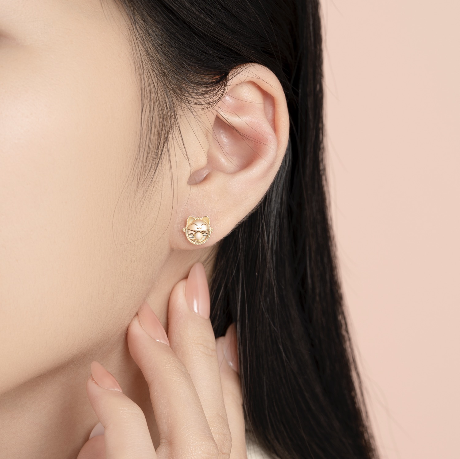 Bông Tai Mèo Đại Cát Vàng 14k BT429 Huy Thanh Jewelry