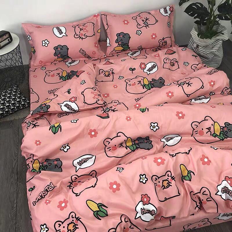 Chăn Ga Gối Đệm -Sét Chăn Ga Gối Chuột Nhí Nhố PolyCotton Punpu3051