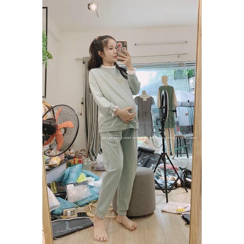 Bộ Bầu Thể Thao Mùa Đông - Bộ Bầu Da Cá Thêu Chữ Siêu Xinh