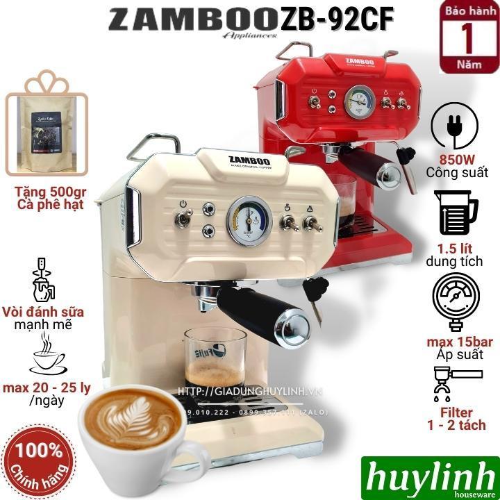 Máy pha cà phê Espresso Zamboo ZB-92CF - Tặng 500gr cafe - Hàng chính hãng