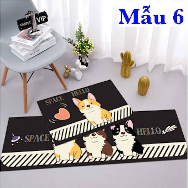 Bộ 2 Thảm Bếp 3D Lót Chân Siêu Thấm Chống Trơn Trượt - Set 2 Cái Đế Dày Hàng Cao Cấp: 40x60cm và 40x1m2