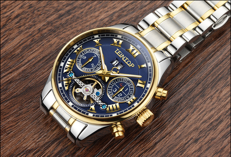 Đồng hồ nam chính hãng Teintop T8660-7 Fullbox, Kính sapphire ,chống xước,chống nước,dây kim loại thép không gỉ 316L, máy cơ , Mới 100%,Bảo hành 24 tháng,thiết kế đơn giản,sang trọng và lịch lãm