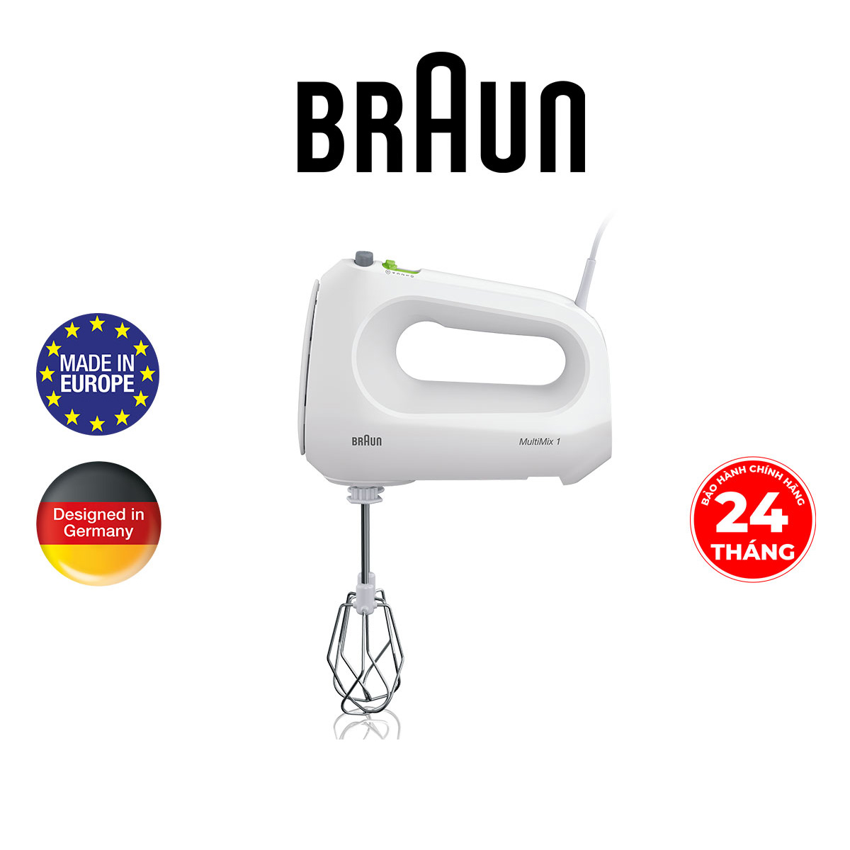 Máy đánh trứng cầm tay Braun HM1010WH-Hàng chính hãng