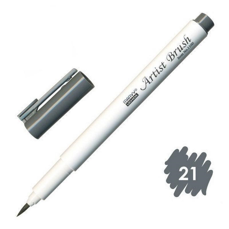 Bút lông đầu cọ viết calligraphy Marvy Artist Brush 1100 - Dark Grey (21)