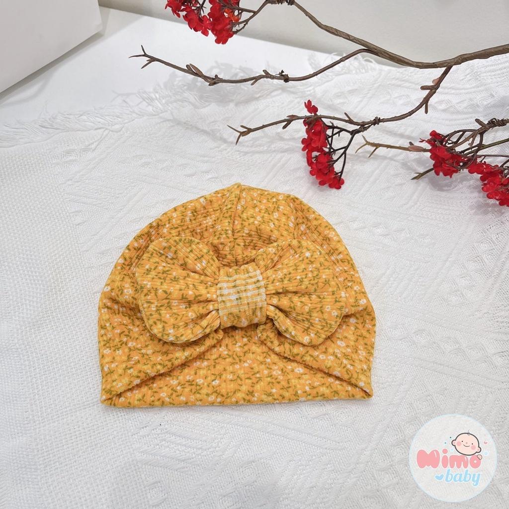 Mũ nón turban nơ vàng hoa nhí cho bé 6-10kg Mimo baby MTB67