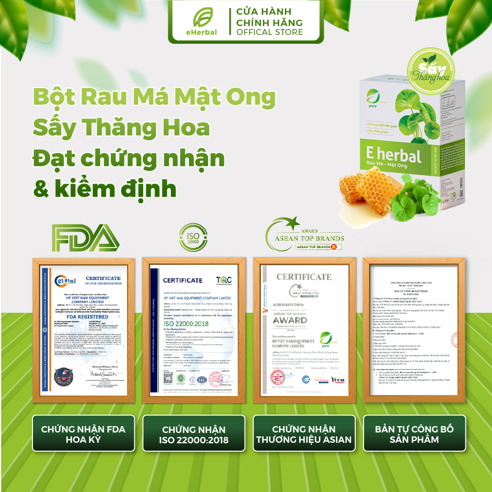 Bột Rau Má mật ong sấy thăng hoa