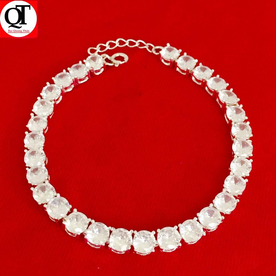 Lắc tay nữ thời trang chất liệu bạc S925 đính full đá Zircon cao cấp trang sức Bạc Quang Thản - QTVTNU25