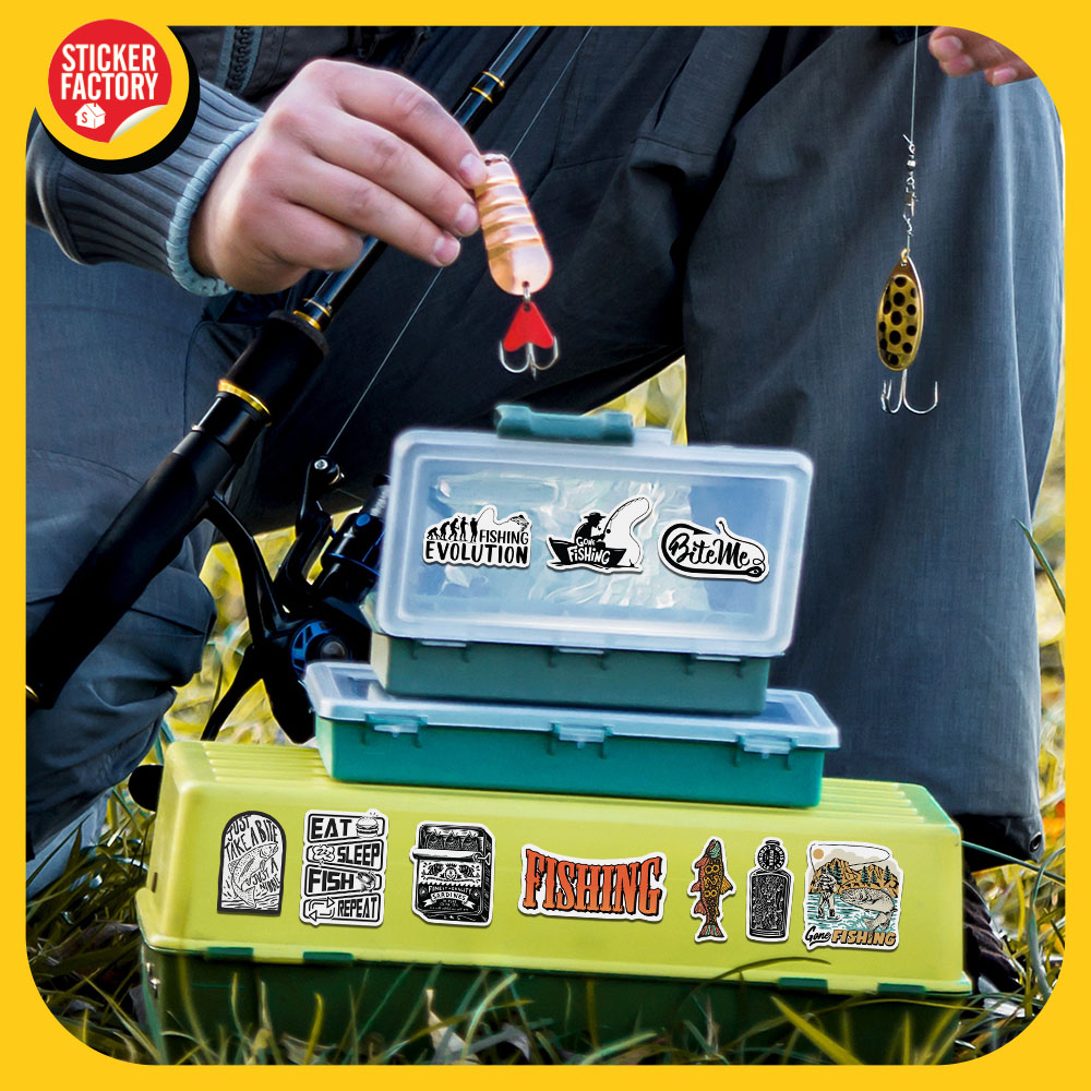 Fishing - Set 100 sticker decal hình dán dễ thương - STICKER FACTORY