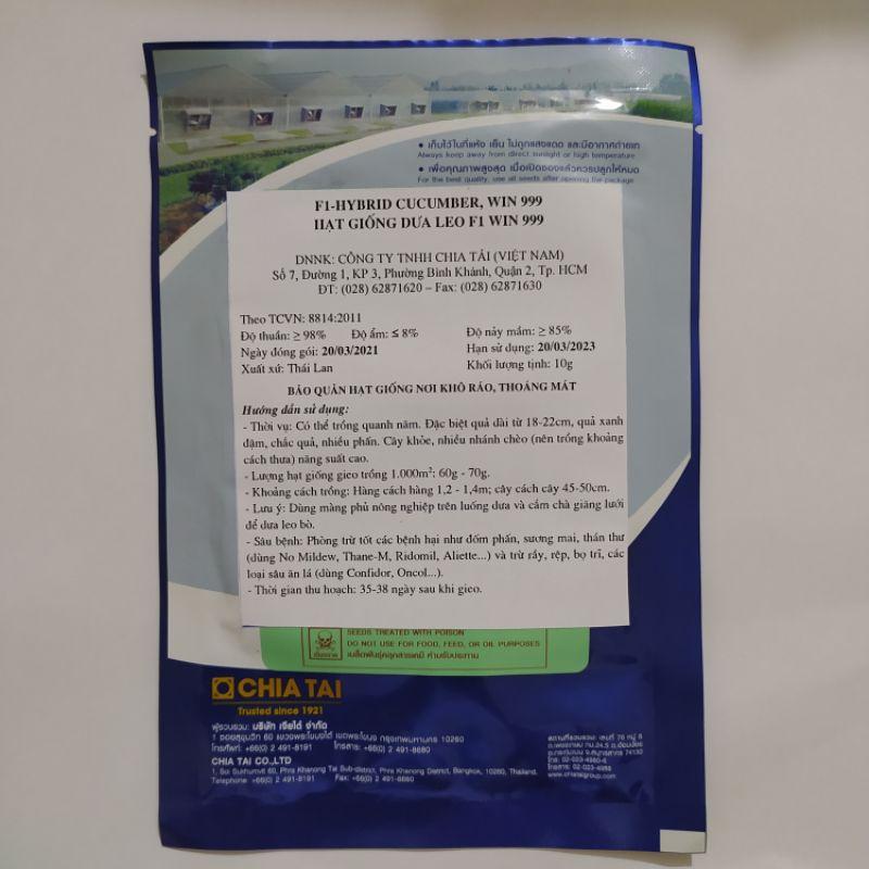 Hạt giống dưa leo chịu nhiệt F1 WIN 999 - gói lẻ 1g