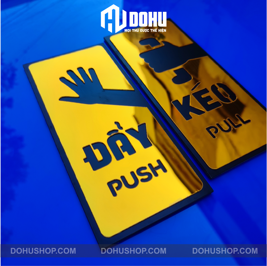 Bảng Gương Vàng Kéo/ Đẩy - Pull/Push - Sang trọng, hiện đại, đẳng cấp