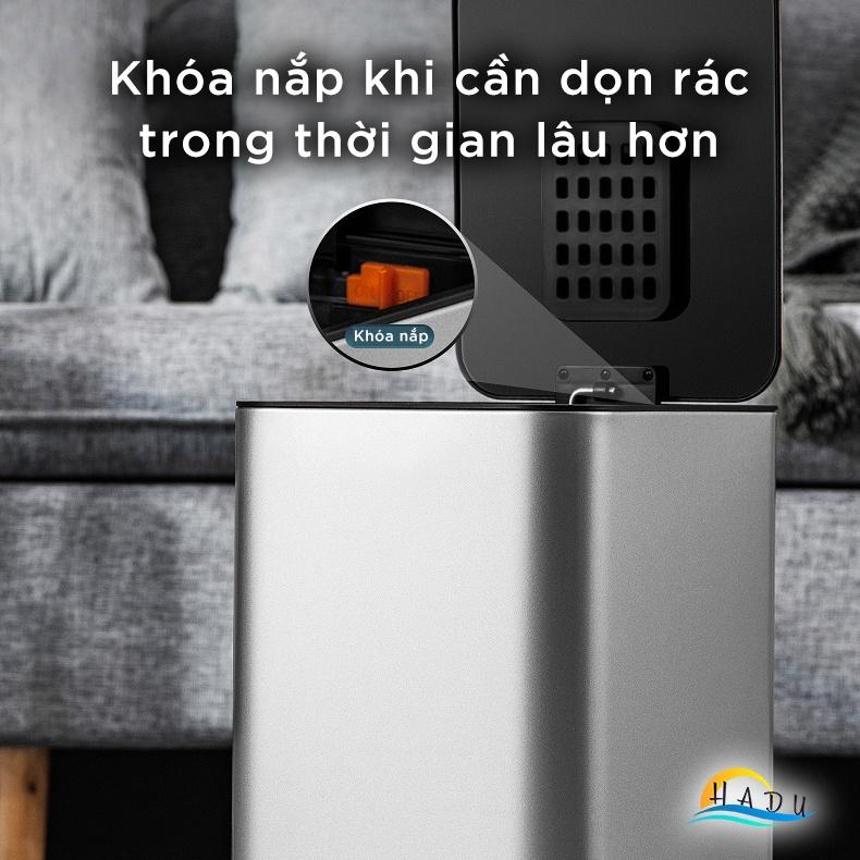 Thùng Đựng Rác Nhà Vệ Sinh Nhà Bếp Có Nắp Cao Cấp Inox 9 Lít Khử Mùi Than Hoạt Tính Chống Bụi Bẩn CCKO