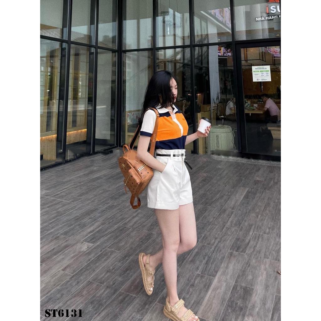 Áo Thun Sọc Xanh Cam
