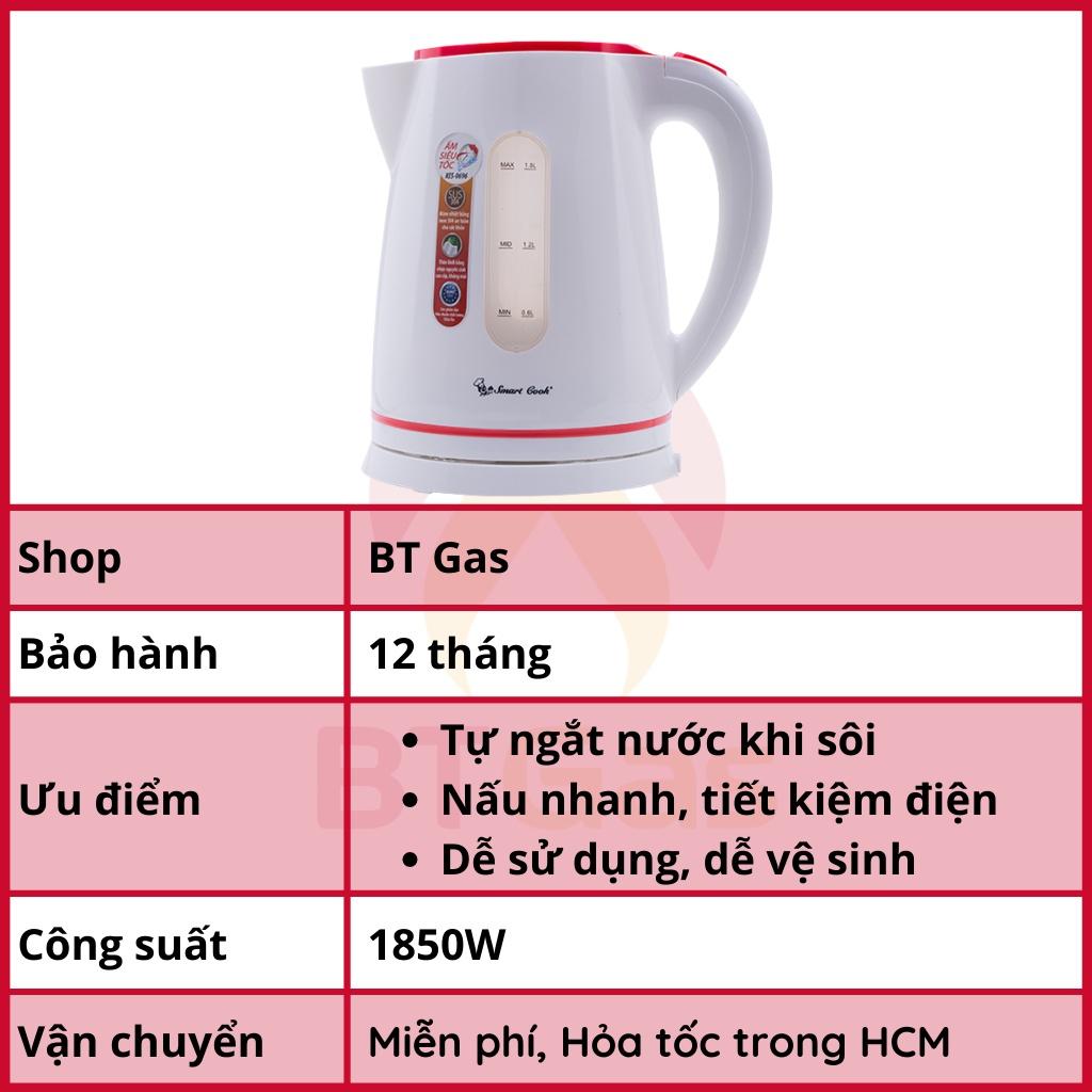 Ấm siêu tốc, bình đun nước siêu nhanh, thân nhựa nguyên sinh an toàn Smartcook KES-0696 - Hàng chính hãng