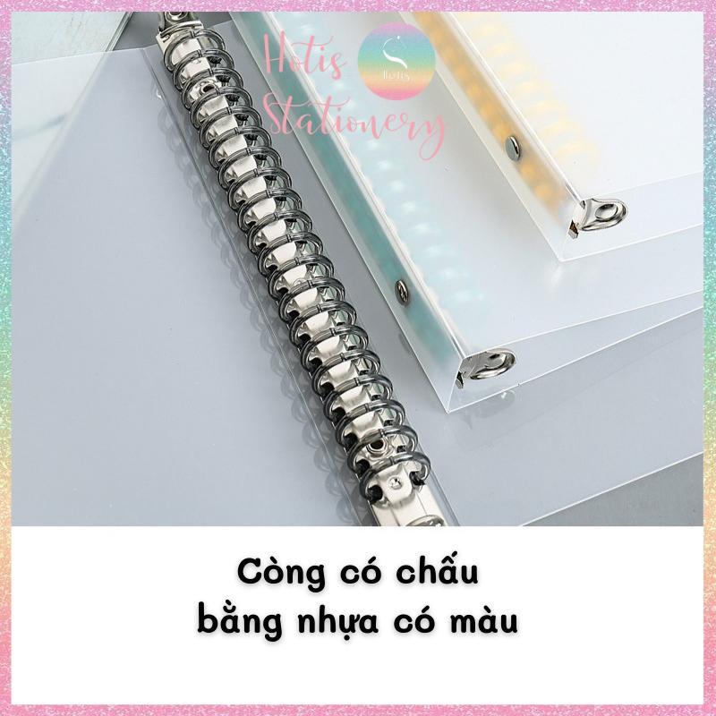 Bìa còng nhựa 5 màu trong mờ - Binder A5/ B5 làm sổ tay, planner, đựng sheet card