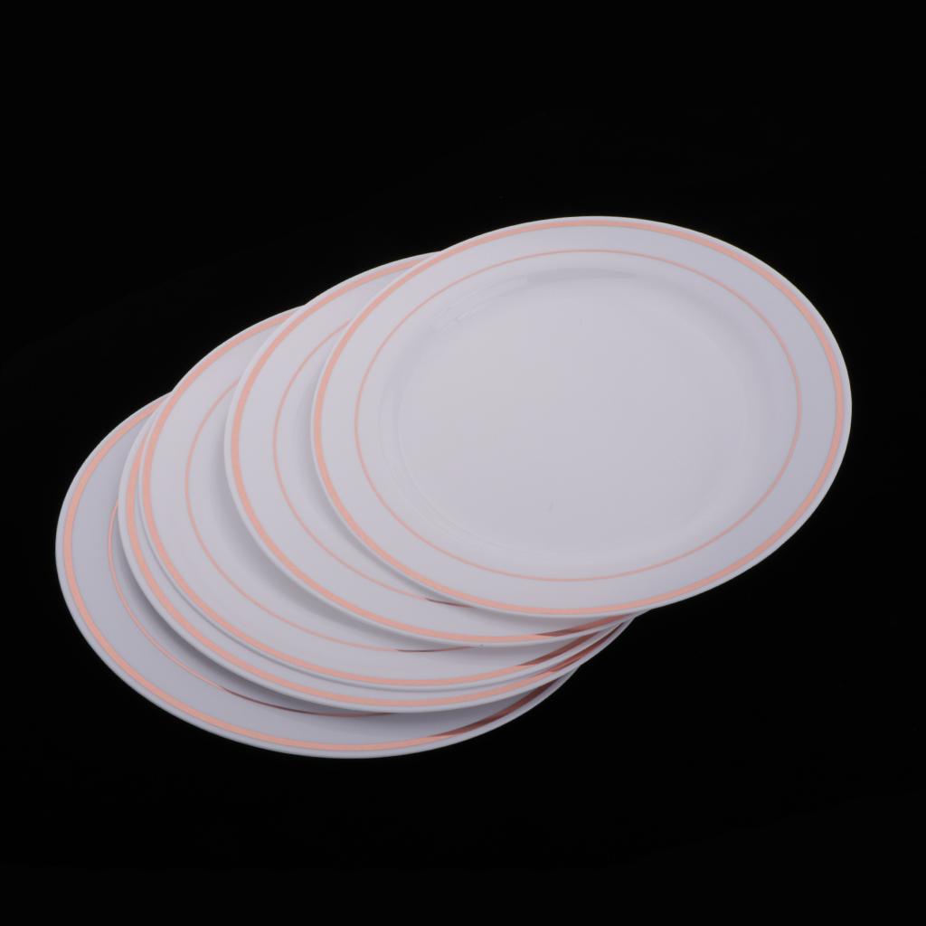 5Pcs Disposable Plastic Dinner Plates Tableware Round Dish 225mm