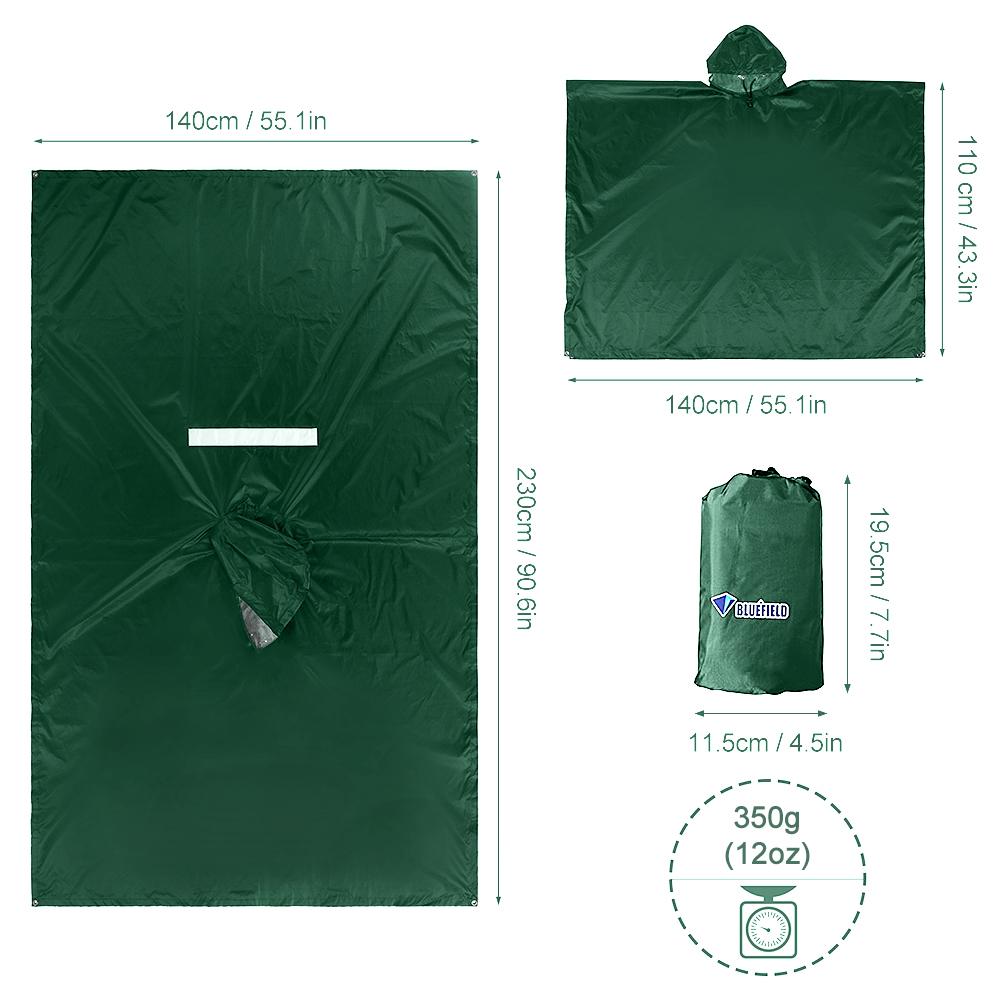 Áo mưa trùm đầu được làm từ vải polyester với lớp phủ PU, có dải phản quan - đi xe đạp, xe máy, du lịch
