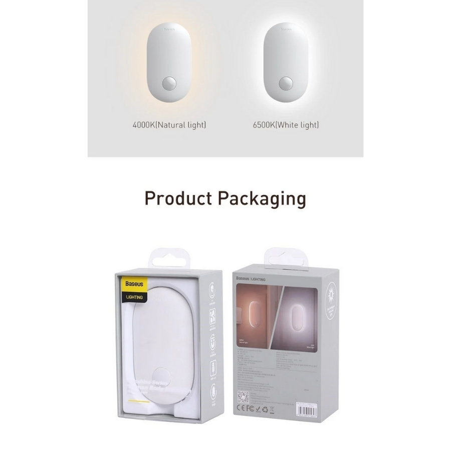 Đèn cảm ứng chuyển động thông minh Baseus Sunshine Series (Entrance Edition,Human body Induction/ PIR Intelligent Motion Sensor LED Nightlight) - LV693 [Hàng Chính Hãng]