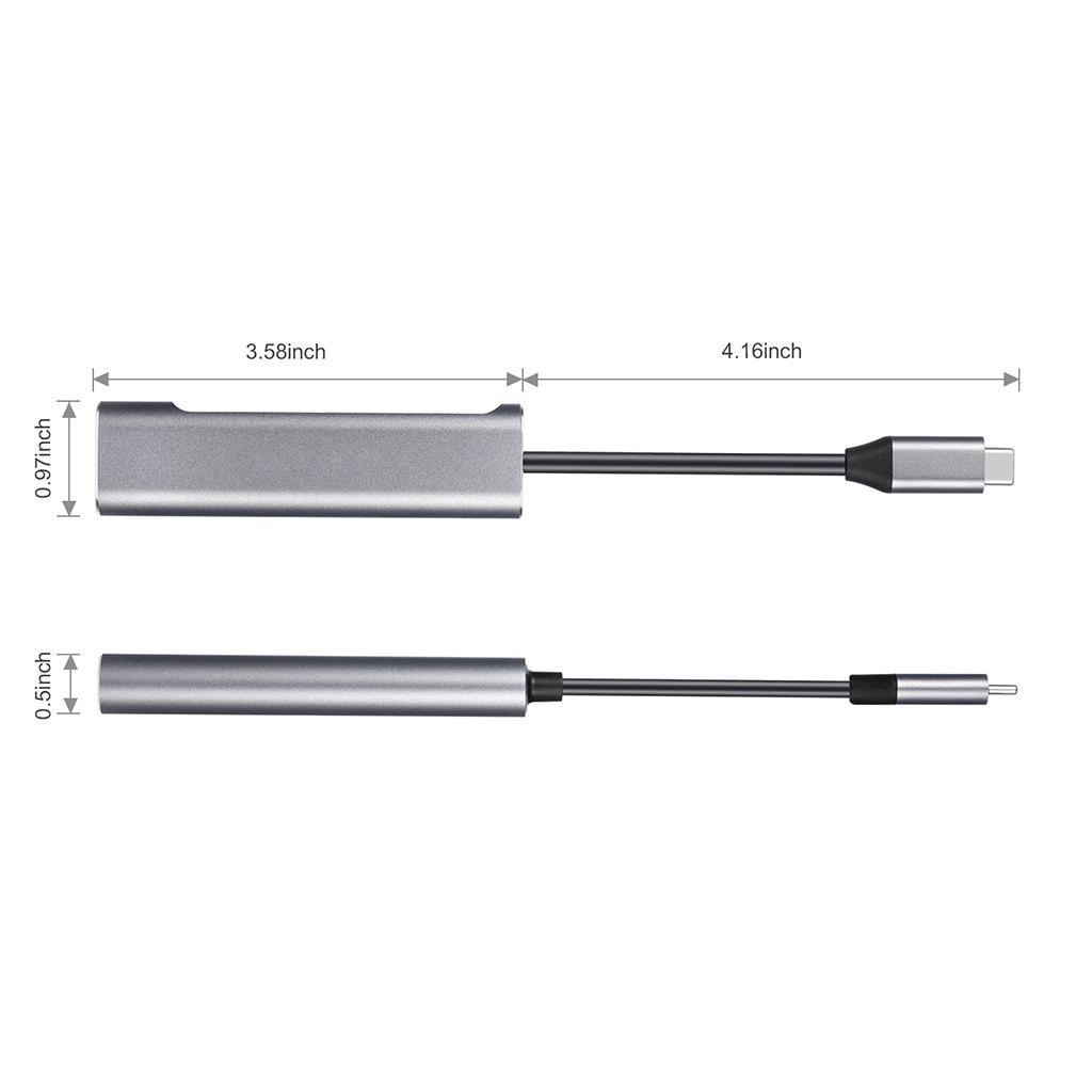 Grey USB C C to 4K USB 3.0 2.0 PD Port Adapter for Pro