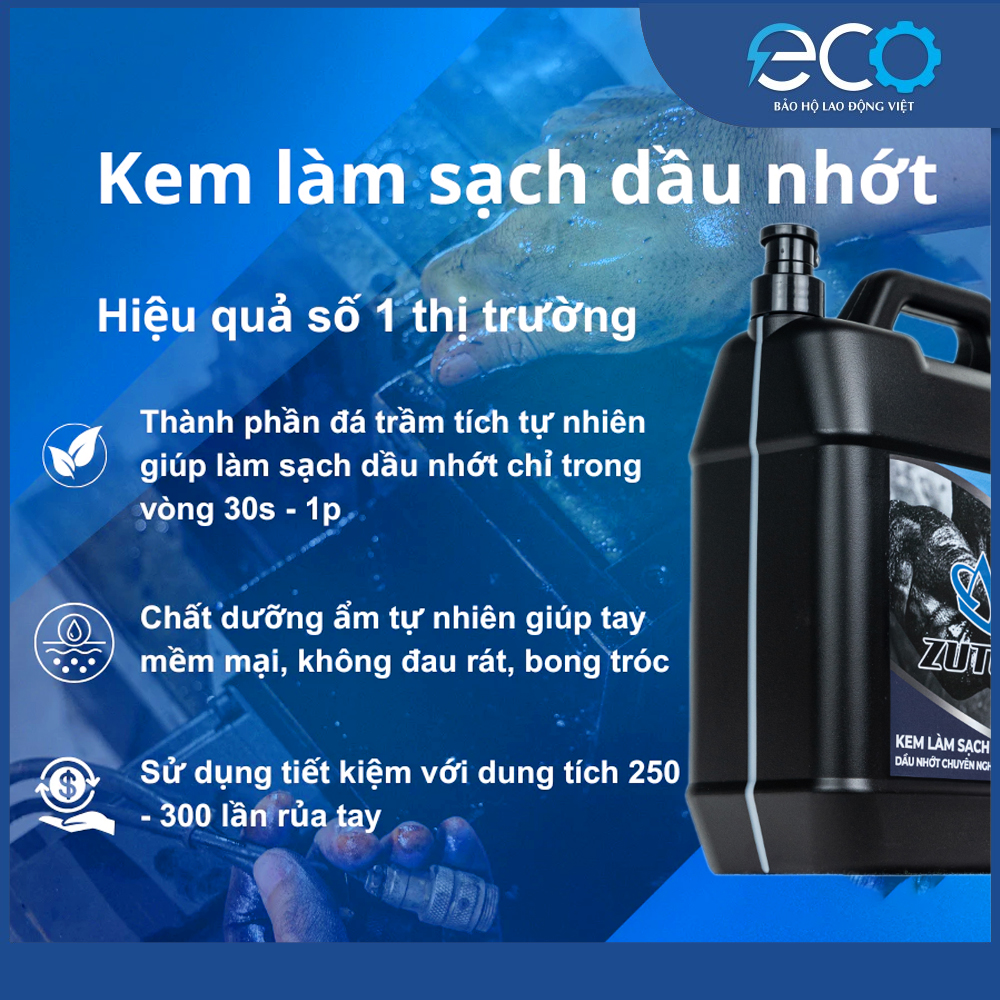 Dung dịch rửa tay ZUTOZ 2 Lít – Tẩy dầu nhớt, mỡ nặng – Dùng garage cơ Khí – bảo vệ da tay
