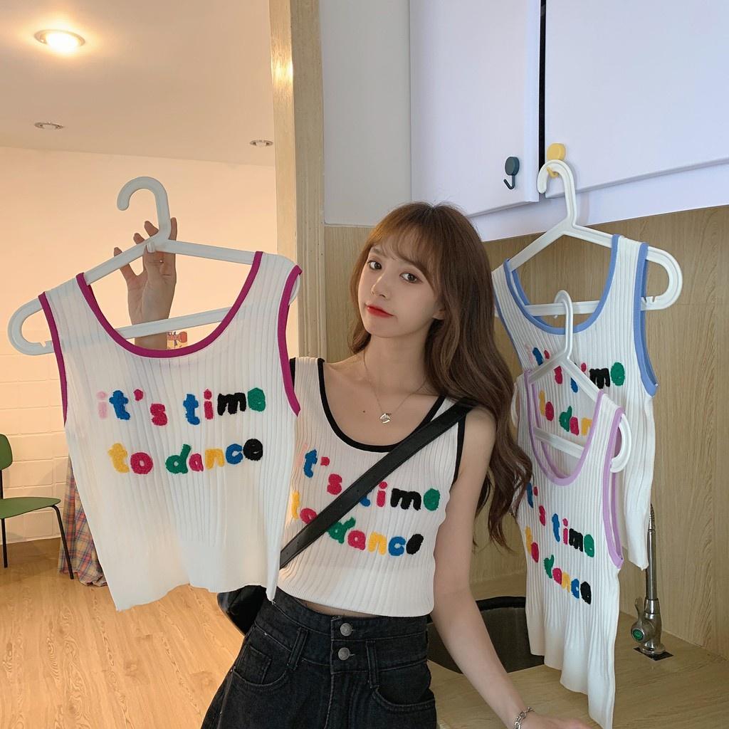 ♙☼┅Áo dệt kim sát nách màu trơn thời trang dành cho nữ