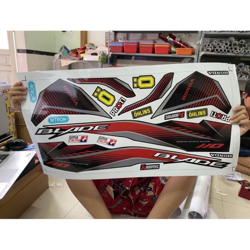 Tem xe wave blade 110 đỏ đen mới bảo hành màu sắc vĩnh viễn