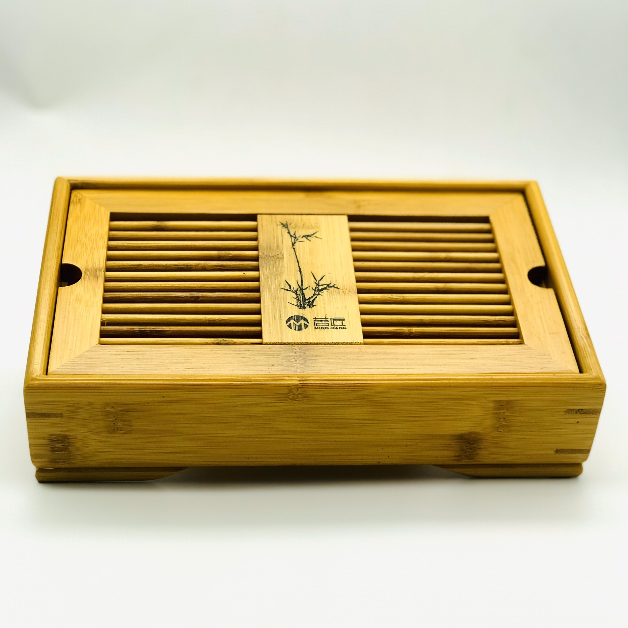Khay đựng ấm trà tre
