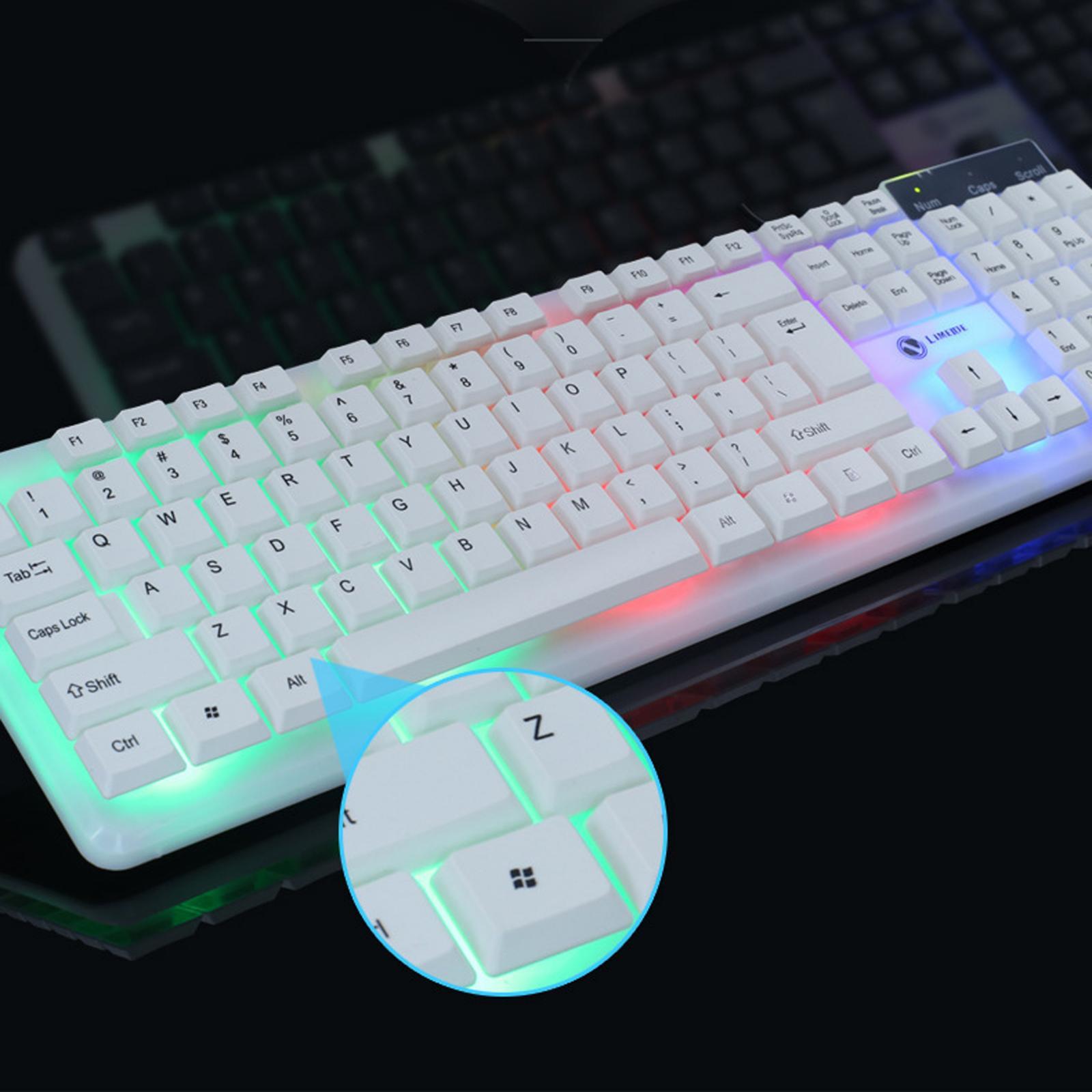 Gamer Wired Keyboard USB Mouse Set for Laptop Pc, 7-Color Breathing Backlit Mouse, US English Layout