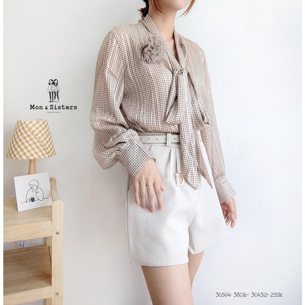 Áo sơ mi voan nơ ngực--30564