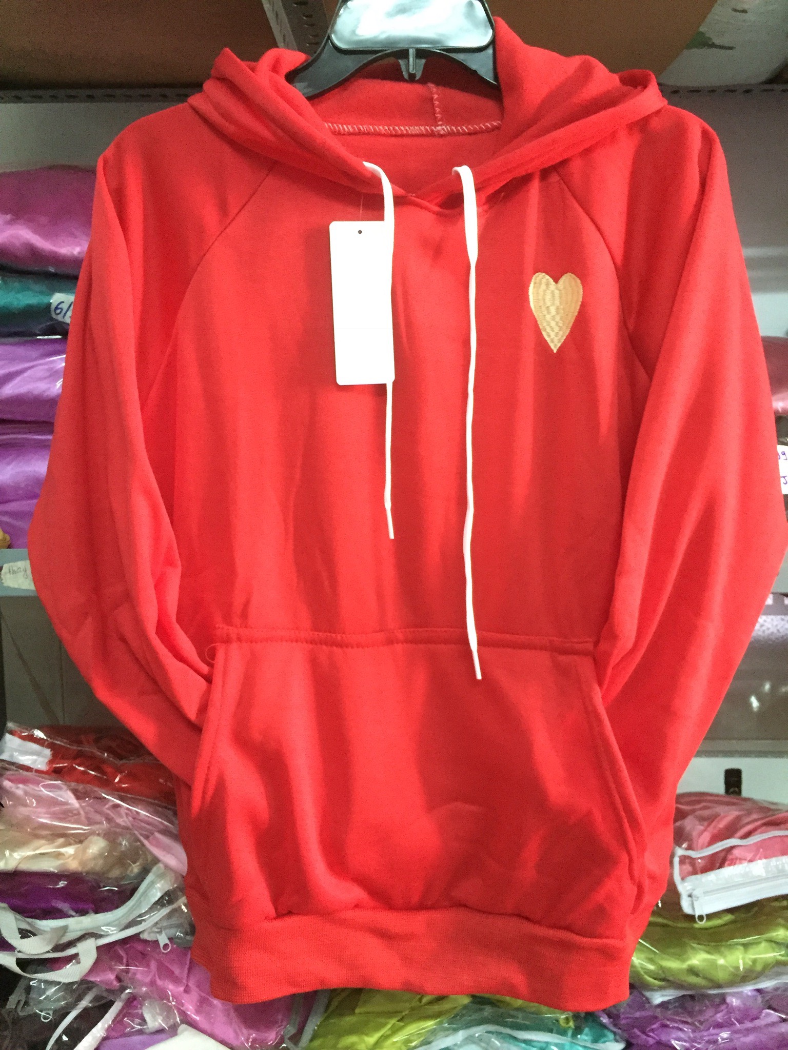 Áo hoodie unisex nam/nữ chất nỉ bông mỏng thêu tim. Có ảnh thật treo.