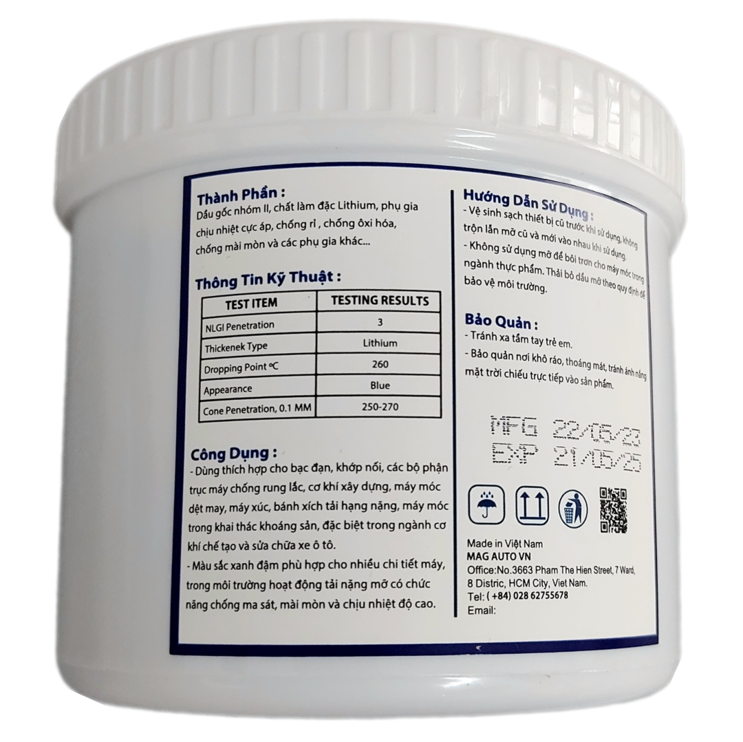 MỠ XANH ĐEN CHỊU NHIỆT BEN BLUE GREASE EP3 450GR CHỊU NHIỆT 260 ĐỘ
