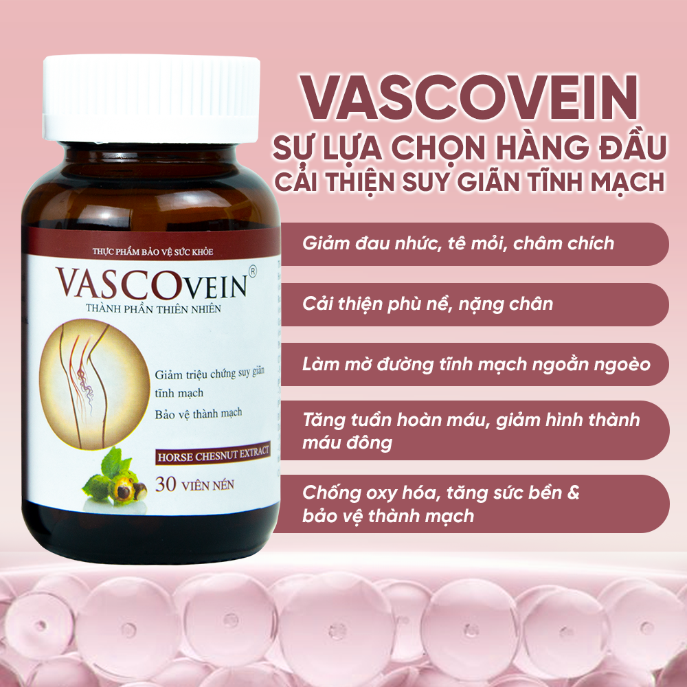 Combo 3 Thực phẩm chức năng Dân Khang Pharma Viên Uống Làm Giảm Và Phòng Ngừa Suy Giãn Tĩnh Mạch Vascovein