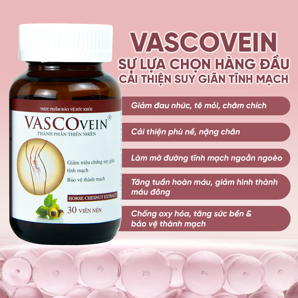 Combo 3 Thực phẩm chức năng Dân Khang Pharma Viên Uống Làm Giảm Và Phòng Ngừa Suy Giãn Tĩnh Mạch Vascovein (30 viên/hộp)