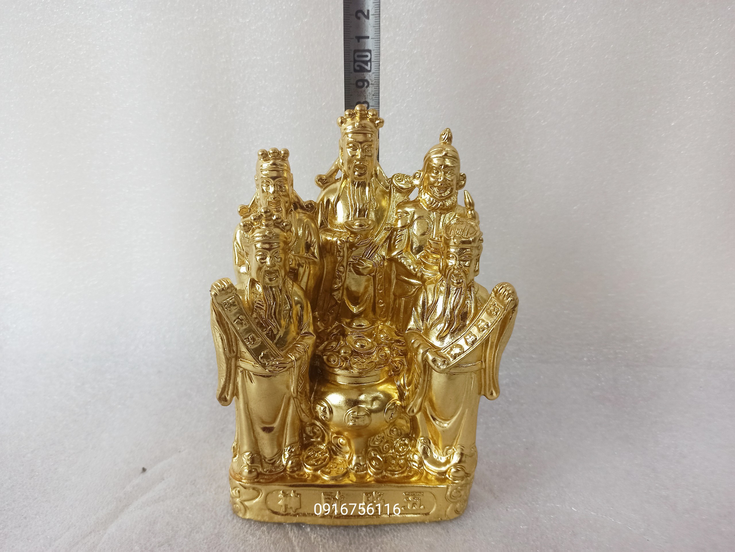 [Miễn ship 100%]Tượng ngũ phúc ngũ hộ thần tài bằng đồng thau cỡ trung cao 18cm. Vật phẩm phong thủy, tâm linh, thờ cúng