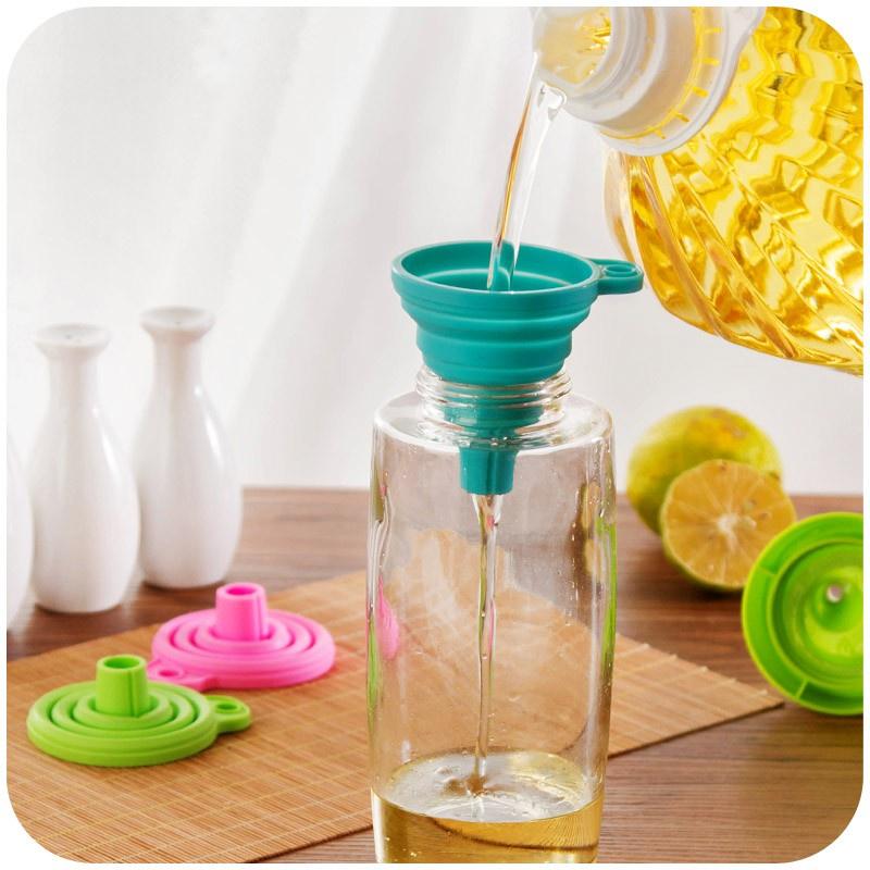 1pc Folding Mini - telescopic Funnel Household Silicone Oil Spill Kitchen Trumpet Liquid Oil Funnel