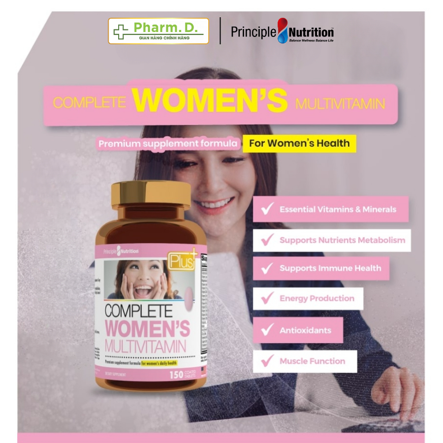 Viên Uống Bổ Sung Vitamin Tổng Hợp Cho Phụ Nữ PRINCIPLE NUTRITION Complete Women's Multivitamin