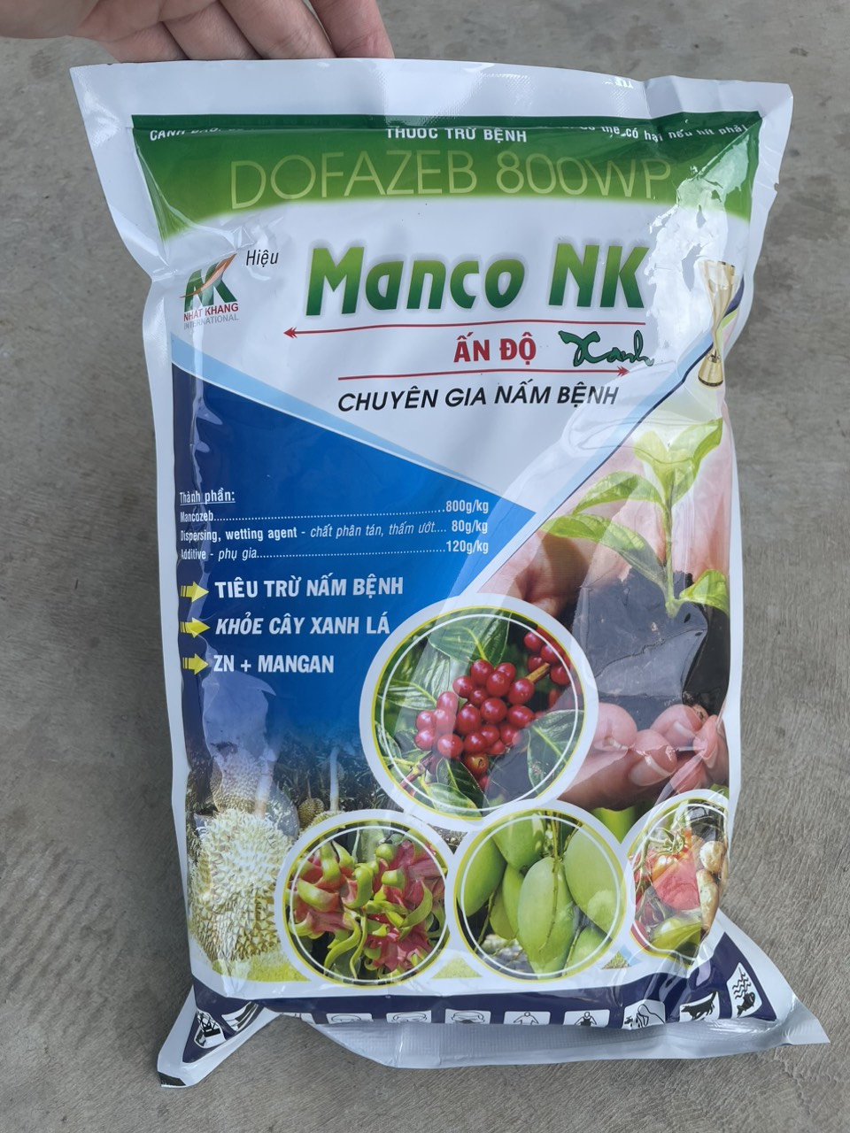 Trừ nấm bệnh Mancozeb xanh 1kg, chính hiệu UPL Ấn Độ cao cấp. Trừ vàng lá sương mai, thán thư