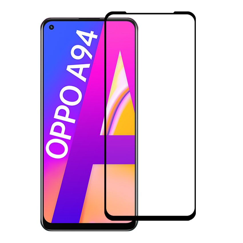 Miếng Dán Kính Cường Lực Bảo Vệ Màn Hình Điện Thoại Cho OPPO A94 - Màu Đen - Full Màn Hình - Hàng Chính Hãng