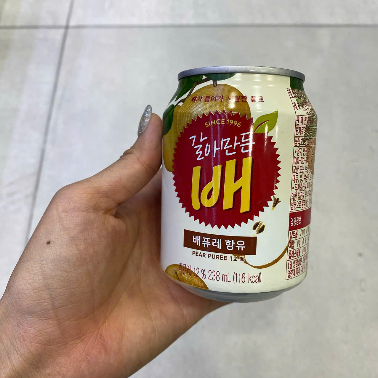 Nước Trái Lê Nghiền Crushed Pear Hàn Quốc Lon 238ML/ 해태음료) 갈아만든 배 238ML