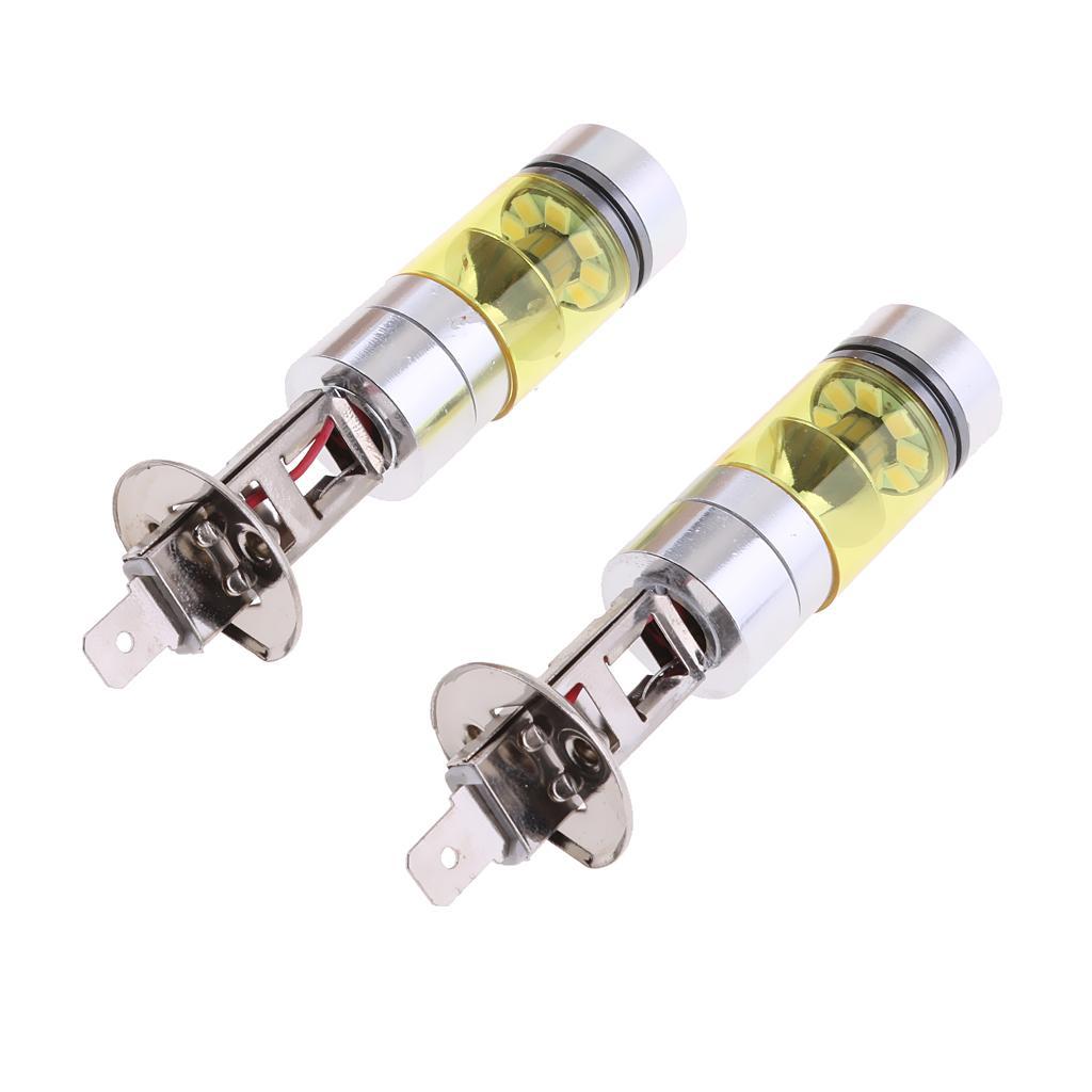 2 Pieces H1 20LED 100W Yellow Projector Fog Driving Light & H1 3014 24SMD