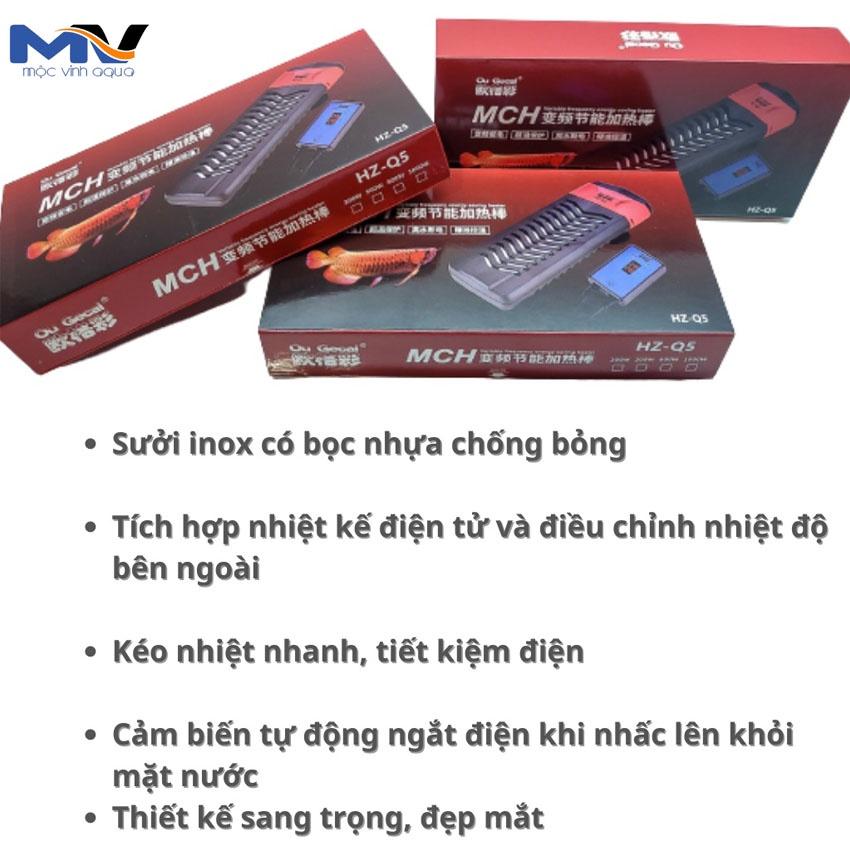 Sưởi bể cá cao cấp Hz-Q5 công suất 300w - 1000w chống giật và bỏng