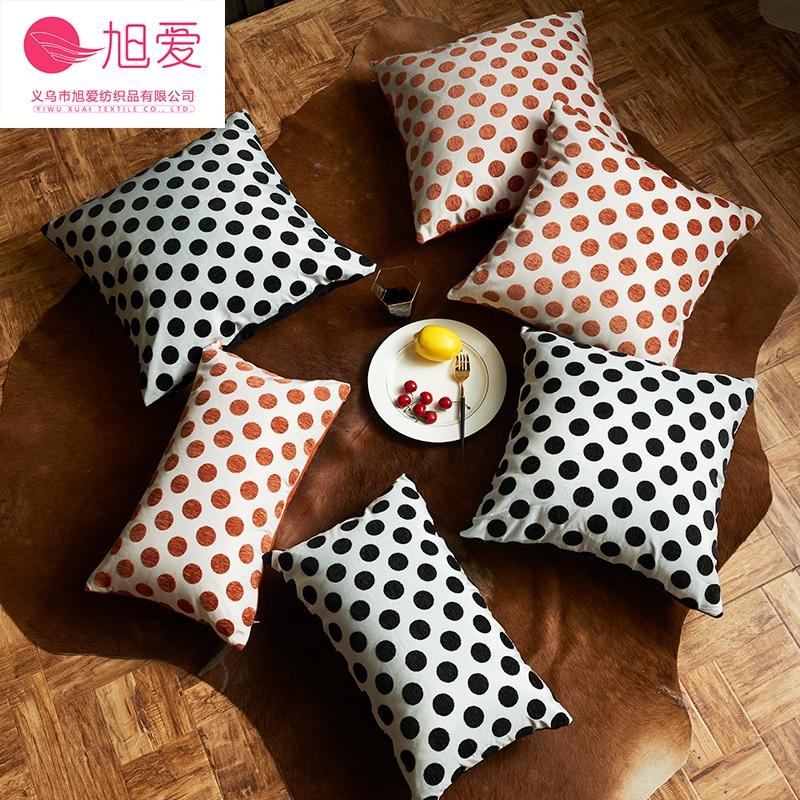 Gối Tựa Lưng Vải Nhung Dệt Sợi Jacquard Phối Màu Cam Trắng Hiện Đại SBK142