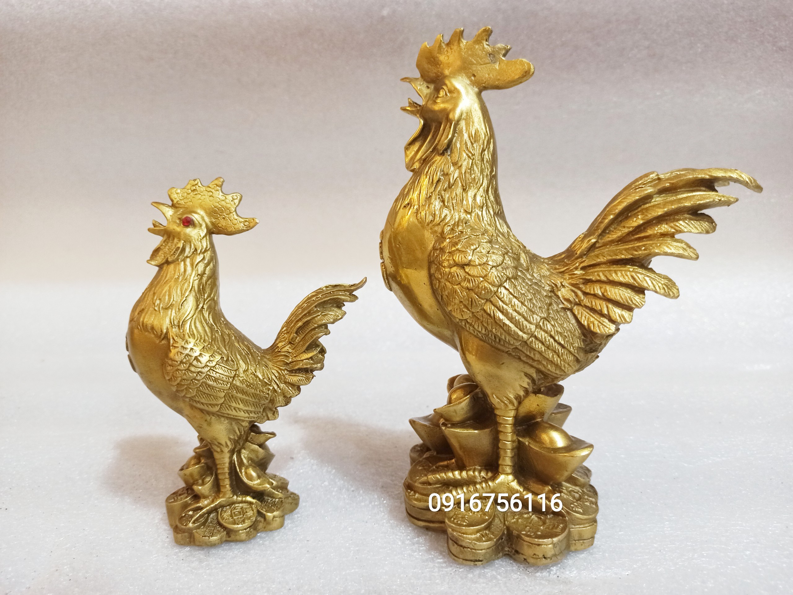 Tượng Gà Trống Bằng Đồng Thau cao 20cm-Linh vật phong thủy