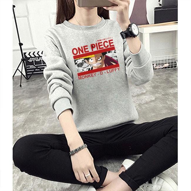 Áo tay dài sweater unisex nam nữ ONE PIECE LUFFY siêu đẹp - Hàng chất da cá dày mịn co giãn 4 chiều cao cấp TD4