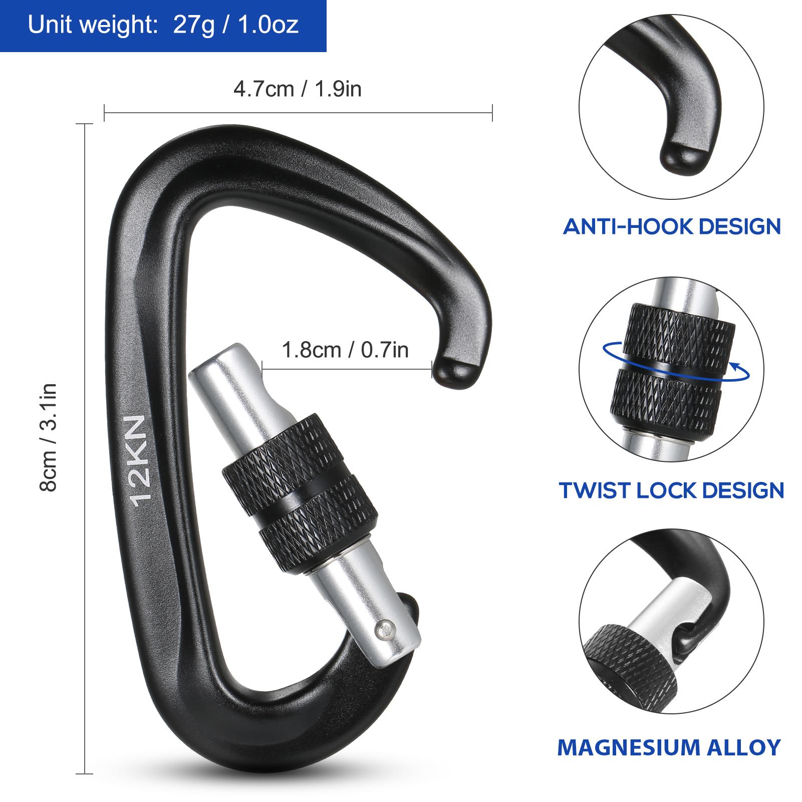 Set 2 Móc Treo Nhanh Đi Phượt - Leo Núi Carabiner Chữ D Hợp Kim Nhôm Cao Cấp