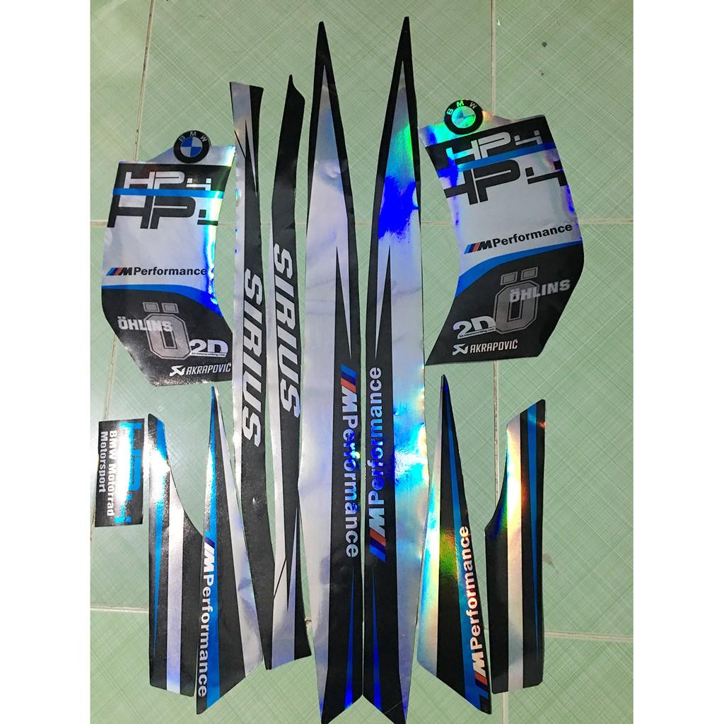 Tem sirius fi HP4 đen bạc xanh crom